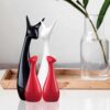 Lucky Deer Family Set | Family of Four Statues Piano Finish Ceramic Sculptures | Home Decoration Table top centrepeice Pack of 4 (Black, White & Red)