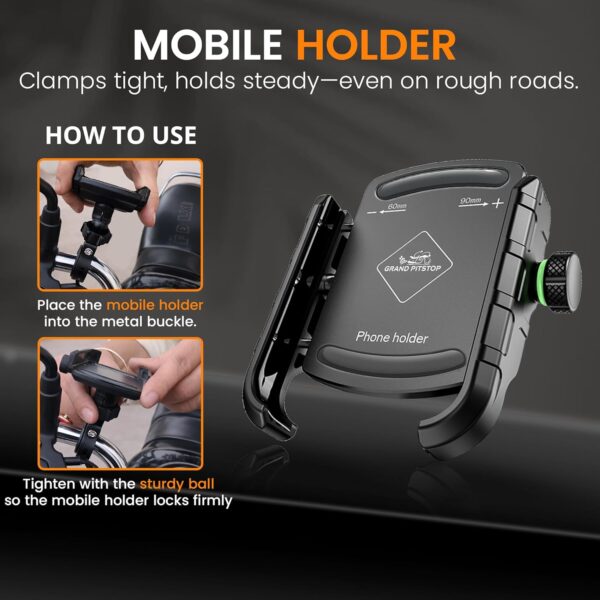 1773267246_GRAND-PITSTOP-Mobile-Holder-for-Bikes-Black-Jaw-Grip-360°-Rotation-Phone-Mount-for-Motorcycle-Bicycle-Scooter-GPS-Navigation-Support-Anti-Slip-Clamp-Sturdy-Build.jpg GRAND PITSTOP Mobile Holder for Bikes | (Black - Jaw Grip 360° Rotation) | Phone Mount for Motorcycle, Bicycle, Scooter | GPS Navigation Support | Anti-Slip Clamp | Sturdy Build