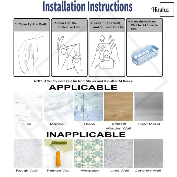 1773305065_Bathroom-Organizer-Shelf-with-Soap-Holder-Wall-Mounted-Bathroom-Accessories-Set-No-Drill-Self-Adhesive-Storage-Rack-for-Shampoo-Conditioner-Toiletries-Plastic-Blue.jpg Bathroom Organizer Shelf with Soap Holder | Wall Mounted Bathroom Accessories Set | No Drill Self Adhesive Storage Rack for Shampoo, Conditioner & Toiletries | Plastic, Blue