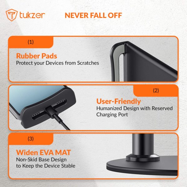 1773305803_Tukzer-Professional-Desktop-Tablet-Stand-Mobile-Holder-with-Flexible-Arm-360°-Swivel-Height-Adjustament-Anti-Skid-Sturdy-Heavy-Metal-Base-for-4.7-to-11-Inch-Tablet-iPad-Smartphone-Black.jpg Tukzer Professional Desktop Tablet Stand Mobile Holder with Flexible Arm, 360° Swivel & Height Adjustament| Anti-Skid Sturdy & Heavy Metal Base for 4.7 to 11-Inch Tablet, iPad & Smartphone (Black)