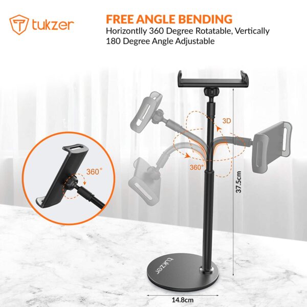 1773305804_Tukzer-Professional-Desktop-Tablet-Stand-Mobile-Holder-with-Flexible-Arm-360°-Swivel-Height-Adjustament-Anti-Skid-Sturdy-Heavy-Metal-Base-for-4.7-to-11-Inch-Tablet-iPad-Smartphone-Black.jpg Tukzer Professional Desktop Tablet Stand Mobile Holder with Flexible Arm, 360° Swivel & Height Adjustament| Anti-Skid Sturdy & Heavy Metal Base for 4.7 to 11-Inch Tablet, iPad & Smartphone (Black)