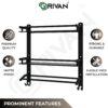 GRIVAN Stainless Steel Multipurpose Double Layer Bathroom Shelf with Towel Road Racks Wall Mount Bath Shelf Organizer, Bathroom Accessories (Black Matte Finish)