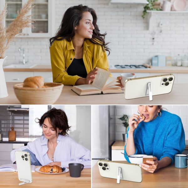 KolorFish Ultra Thin Mobile Phone Holder, Adjustable Angle Mini Alloy KolorFish Ultra Thin Mobile Phone Holder, Adjustable Angle Mini Alloy Kickstand Portable Phone Stand Foldable Horizontal/Vertical Desk Stand Holder (Silver)