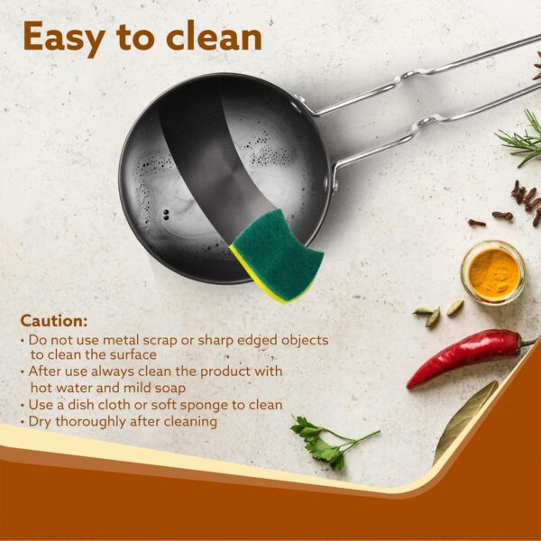 AGARO Elite Hard Anodised Tadka Pan, 11 cm Diameter, Stainless Steel Riveted Handle, 3mm Thick Plate, Vaghar/Chounk/Baghar Pan for Frying Dal/Spices, Gas Oven Compatible, Scratch Resistant