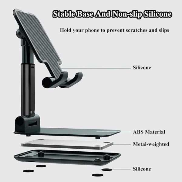 Adjustable Mobile Holding Tabletop Stand for Table, Desk, Bed | Universal Cell & Tablet Stand for iPhone, Android | Portable Multi-Angle Desktop Mount for Home, Office, Study, Watching