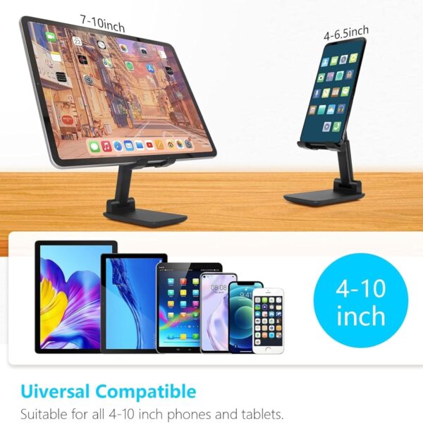 Adjustable Mobile Holding Tabletop Stand for Table, Desk, Bed | Universal Cell & Tablet Stand for iPhone, Android | Portable Multi-Angle Desktop Mount for Home, Office, Study, Watching