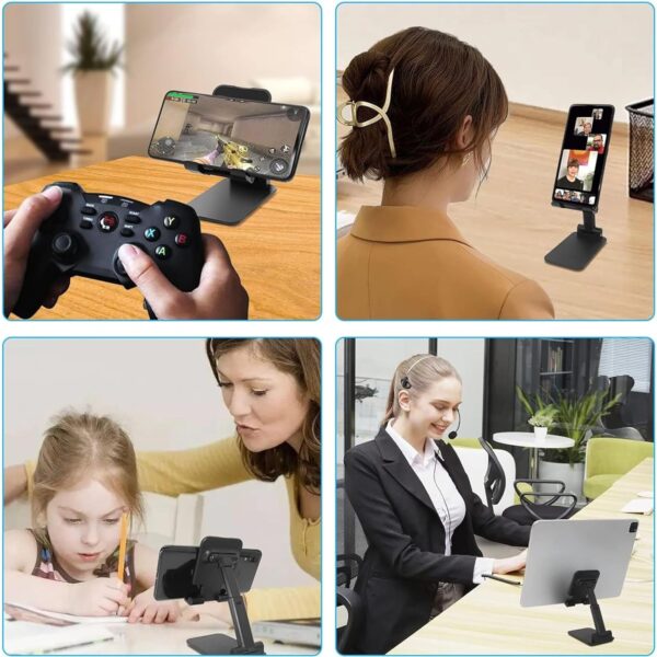 Adjustable Mobile Holding Tabletop Stand for Table, Desk, Bed | Universal Cell & Tablet Stand for iPhone, Android | Portable Multi-Angle Desktop Mount for Home, Office, Study, Watching