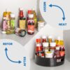 HomeWiz Multi-Purpose 360° Rotating Organizer Tray | Kitchen Accessories Items | Kitchen Organizer Rack | Kitchen Tools | Easy - Access Turntable for Spices, Storage & More | Black