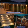 APONUO Solar Deck Lights 16 Pcs, Solar Step Lights Outdoor Waterproof Led Solar Fence Lamp for Patio, Stairs,Garden Pathway, Step and Fences(Warm White)