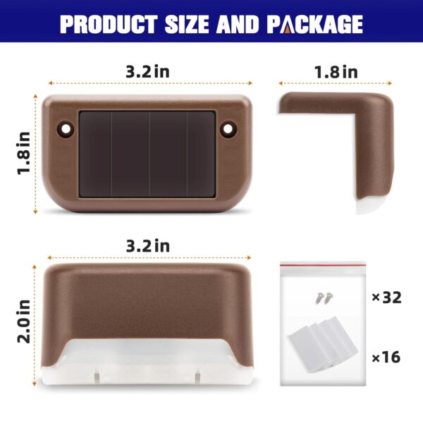 APONUO Solar Deck Lights 16 Pcs, Solar Step Lights Outdoor Waterproof Led Solar Fence Lamp for Patio, Stairs,Garden Pathway, Step and Fences(Warm White)