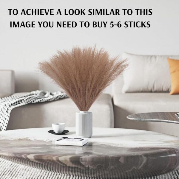 SATYAM KRAFT 3 Pcs Faux Pampas Grass Small Artificial Flowers Fake Flower for Home Decoration, Office,Bedroom, Table Decoration and Craft Items Corner (Without Vase Pot) (Brown, 41 CM)