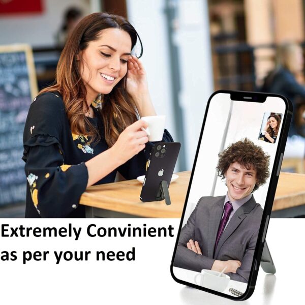 Midkart Universal Adjustable Foldable Thin Pocket Tabletop Aluminum Mobile Stand/Kickstand Compatible for Any Cellphone with Vertical and Horizontal Adjustable Angle, Grey