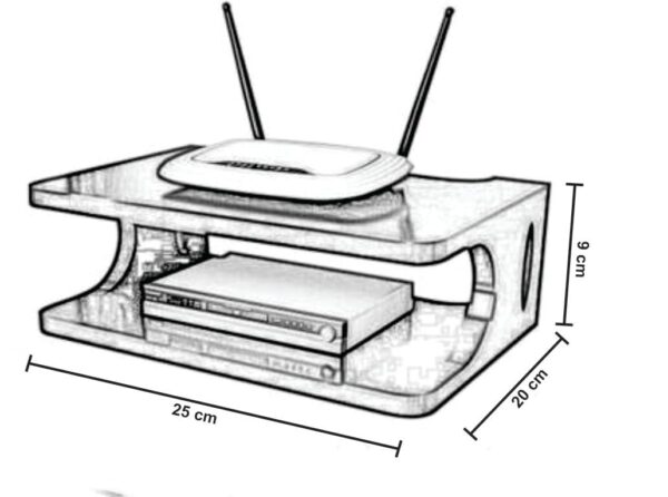 Dime Store Set top Box Stand | WiFi Router Holder Wooden Wall Shelves | Setup Box Stand for Home | Wall Mount Stylish WiFi Router Holder TV Cabinet Living Room Furniture