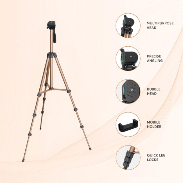 Amazon Basics Lightweight 41-134cm Tripod with Mobile Holder & Carry Bag | for All Camera/Go pro/Smartphones| Copper
