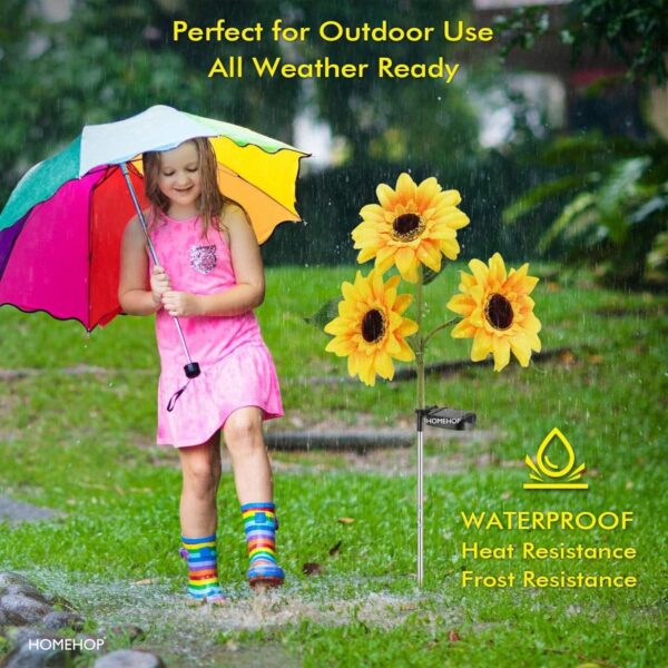 Homehop Solar Light Outdoor Garden Waterproof 30 Led 3 Sunflowers in One Plant Decoration Lamp for Outdoor, Landscape, Pathway, Balcony & Home Decor Automatic On/Off, (ABS, Pack of 1)