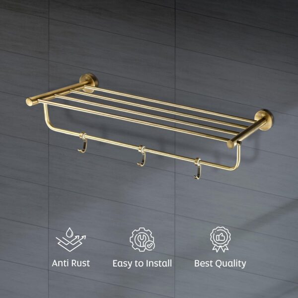 USF Bath Accessories Towel Rack Hanger and Holder for Bathroom/Quality Tested 304 Stainless Steel Towel Rack Bathroom Accessories (Black, 24 Inches, Pack of 1) (Round)