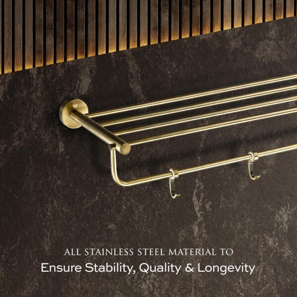 USF Bath Accessories Towel Rack Hanger and Holder for Bathroom/Quality Tested 304 Stainless Steel Towel Rack Bathroom Accessories (Black, 24 Inches, Pack of 1) (Round)