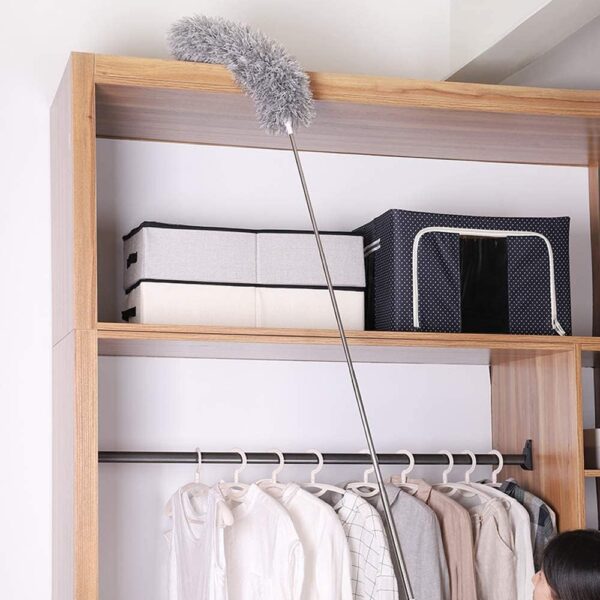 VOLTURI Microfiber Feather Duster Bendable & Extendable Fan Cleaning Duster with 100 inches Expandable Pole Handle Washable Duster for High Ceiling Fans,Window Blinds, Furniture (Standard)