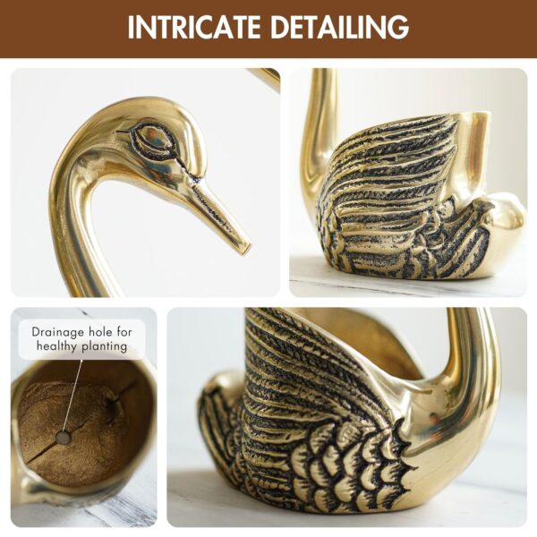 BEHOMA Metal Pair of Swans with Gift Box for Good Luck and Love | Candle Holder for Home Decor Tabletop Living Room Office | Showpiece Vastu Statue for Gifting (Candles/Plants Etc Not Included), Gold