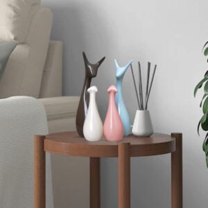 Home Decor Lucky Deer Family Statue Piano Finish Ceramic Figures Home Decor Lucky Deer Family Statue Piano Finish Ceramic Figures showpiece for Home Decor Living Room - (Set of 4)