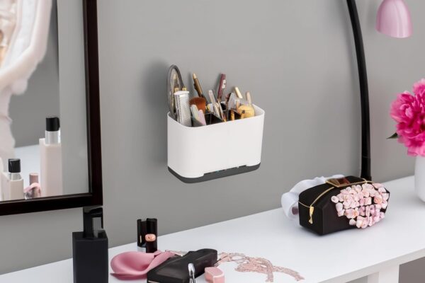 Plastic Razor Shaving Kit and Toiletries Cosmetics Organizer,Toothbrush Caddy, Bathroom Toothbrush Toothpaste Tube Holders Organizer Container Stand Storage Box for Easy-Store(Black)