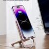 JSAUX Universal Mobile Stand for Desk, Foldable Aluminum Adjustable Phone Stand for Desk Smart Gadgets, Mobile Holder for Home Compatible for iPhone 16/15/14 Pro Max, Galaxy S25/S24/S23, Pink