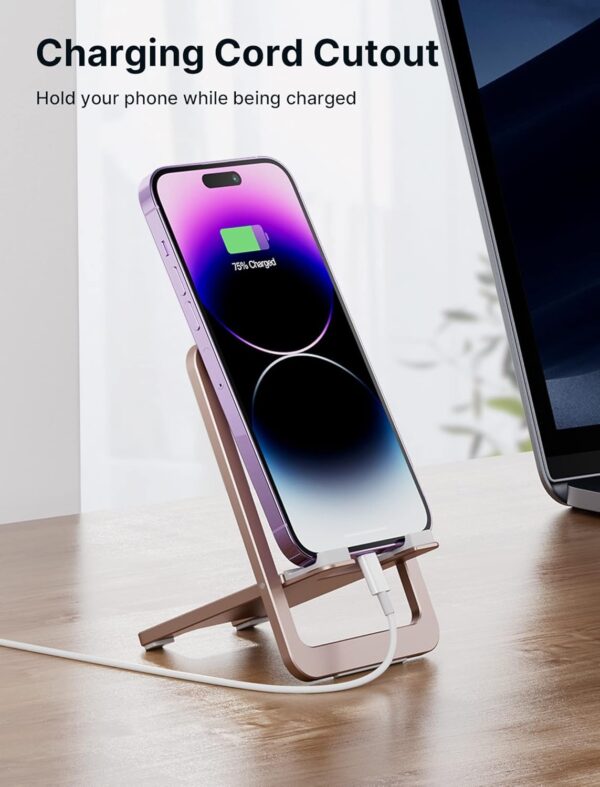 JSAUX Universal Mobile Stand for Desk, Foldable Aluminum Adjustable Phone Stand for Desk Smart Gadgets, Mobile Holder for Home Compatible for iPhone 16/15/14 Pro Max, Galaxy S25/S24/S23, Pink