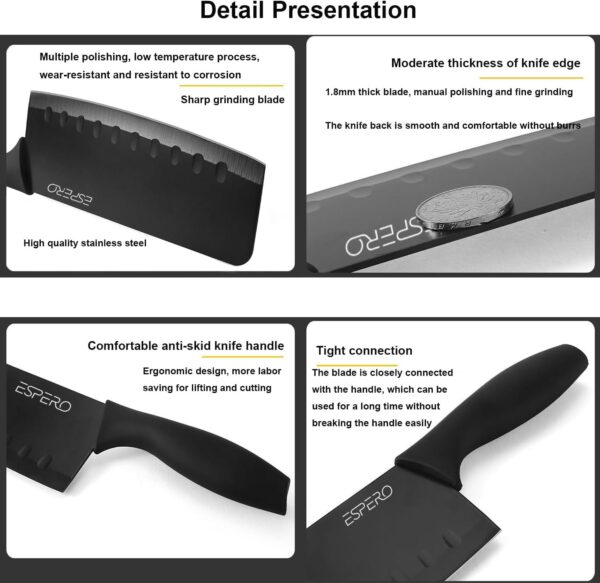 ESPERO Knife Set, Kitchen Knife Pack of 3 with Cover, Stainless Steel Knives for Kitchen| Sharp Edge Cutting Chef Knifes for Chopping Vegetables, Multipurpose Knife, Knife for Kitchen Use (3 Pcs Set)