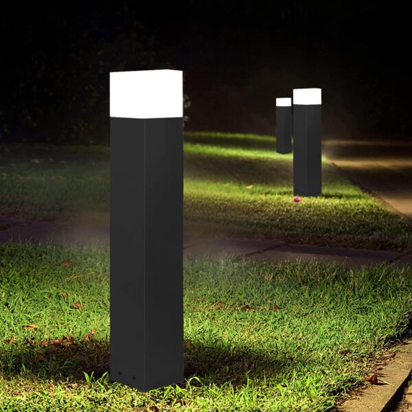 Bollard Outdoor 24 inch Pole Light for Home Decorative Exterior/Outdoor Light/Gate Light/Garden Lamp/Pillar Lamp/Gardner Lights, Grey (Pack of 4)