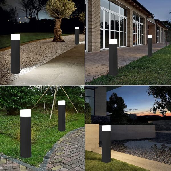 Bollard Outdoor 24 inch Pole Light for Home Decorative Exterior/Outdoor Light/Gate Light/Garden Lamp/Pillar Lamp/Gardner Lights, Grey (Pack of 4)