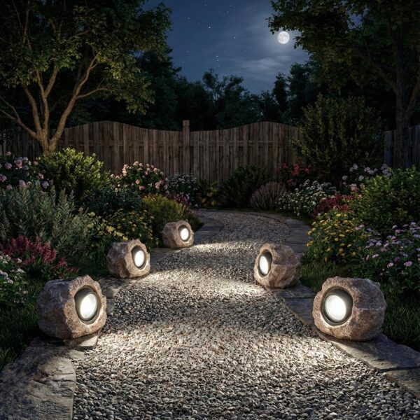 Solar Garden Rock Lights Outdoor - IP65 LED Waterproof Solar Spotlight, Solar Powered Landscape Lights Decorative Garden Stone Light for Pathway, Walkway, Yard, Patio (4 Pack)