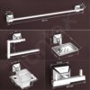 Plantex 304 Grade Stainless Steel Bathroom Accessories Set of 5 - Towel Rod/Hand Napkin Hanger for Wash Basin/Soap Case/Toothbrush Holder/Robe Hook - Squaro (Chrome)