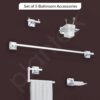 Plantex 304 Grade Stainless Steel Bathroom Accessories Set of 5 - Towel Rod/Hand Napkin Hanger for Wash Basin/Soap Case/Toothbrush Holder/Robe Hook - Squaro (Chrome)