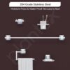 Plantex 304 Grade Stainless Steel Bathroom Accessories Set of 5 - Towel Rod/Hand Napkin Hanger for Wash Basin/Soap Case/Toothbrush Holder/Robe Hook - Squaro (Chrome)