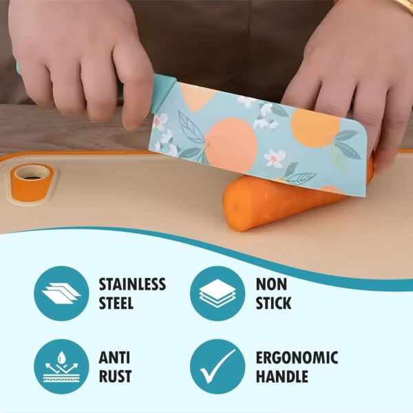 Knife Set for Kitchen Professional 3 Pieces High Carbon Stainless Steel Colour Printed Coated Chef Knife I Utility Knife I Kitchen Knives with Ergonomic Handle-Blue