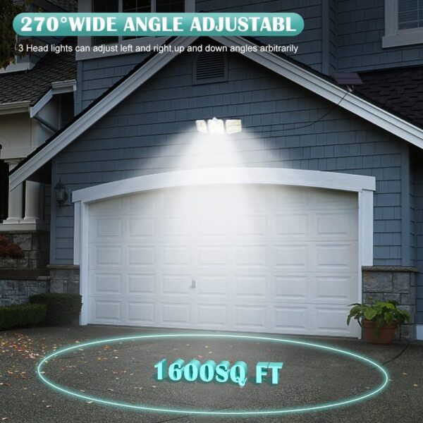 kh Plastic Solar Light Outdoors,3 Heads Solar Motion Sensor Lights with Remote Control,122 LED Solar Security Lights,IP65 Waterproof,270 Wide Angle,Security LED Flood Light with 3 Modes,13 ft Cable