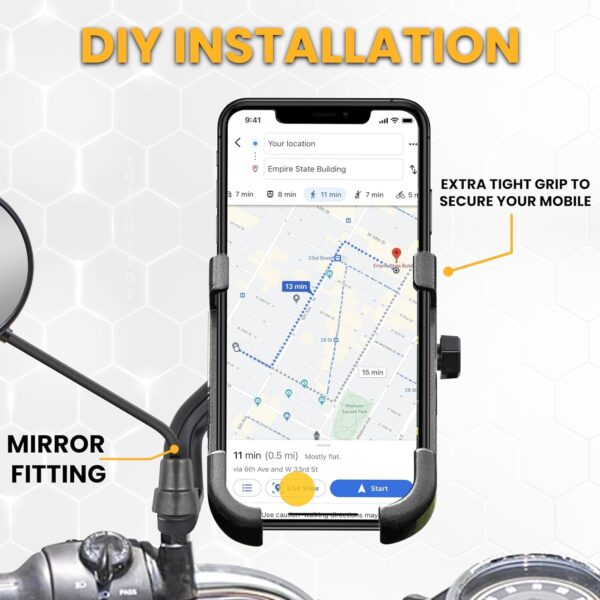 Mobile Phone Stand Holder for Scooty, Bikes and Compatible for Bike, Scooter Mirror Mount