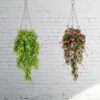 Tdas Artificial Hanging Plants Leaves Eucalyptus Ivy Garlands Plant Greenery Vine Creeper Home Decor Door Wall Balcony Decoration Party Festival - 1 Pcs (Green)