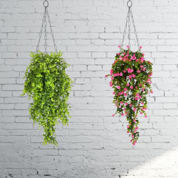 Tdas Artificial Hanging Plants Leaves Eucalyptus Ivy Garlands Plant Greenery Vine Creeper Home Decor Door Wall Balcony Decoration Party Festival - 1 Pcs (Green)