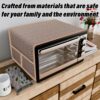 Kuber Industries Oven Top Cover | Non-Woven Microwave Oven Top Cover with 4 Utility Pockets | Oven Cover for Kitchen Décor | Barik Check Oven Top Cover | Brown
