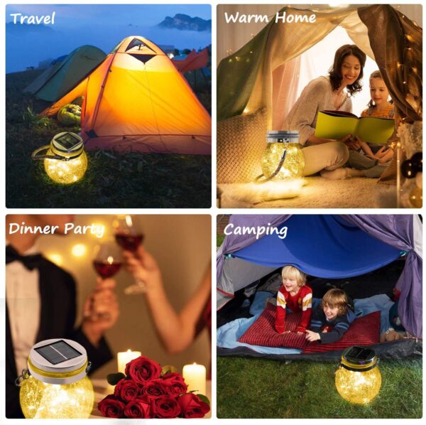 Epyz Solar Light Outdoor Garden Home Waterproof Hanging Crackle Jar Light for Party Christmas Decoration Lights [ Pack of 2, Warm Yellow Light,20LED ]