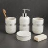 1773718614_Whizzo-Luxury-Ceramic-Bathroom-Accessories-Set-–-4-Pcs-White-Marble-Finish-with-Silver-Lining-Soap-Dispenser-Toothbrush-Holder-Tumbler-Soap-Dish-Bathroom-Decor-BS-836-White-Silver.jpg Whizzo Luxury Ceramic Bathroom Accessories Set – 4 Pcs | White Marble Finish with Silver Lining | Soap Dispenser, Toothbrush Holder, Tumbler & Soap Dish | Bathroom Decor (BS-836, White & Silver)