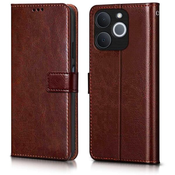 WOW IMAGINE Shock Proof Flip Cover Back Case Cover for WOW IMAGINE Shock Proof Flip Cover Back Case Cover for Realme Narzo 80 Lite 4G | Realme C71 5G (Flexible | Leather Finish | Card Pockets Wallet & Stand | Chestnut Brown)