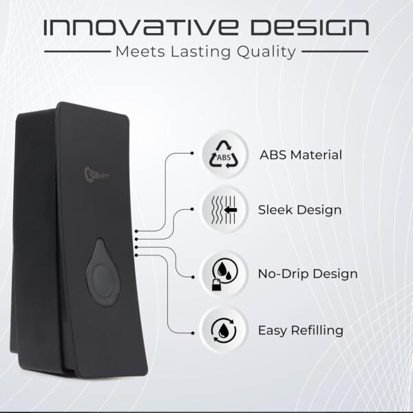Robustt Manual Wall Mounted Liquid Soap Dispenser - Black (200 ml, Pack of 1) - with Adhesive Hooks | Leak-Proof, Transparent Window, Easy Installation