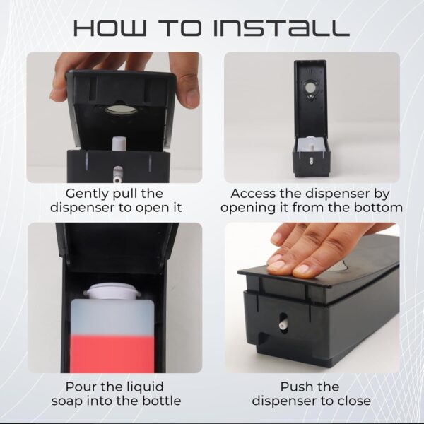 Robustt Manual Wall Mounted Liquid Soap Dispenser - Black (200 ml, Pack of 1) - with Adhesive Hooks | Leak-Proof, Transparent Window, Easy Installation