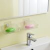 Self-Adhesive Soap Holder for Bathroom | Transparent Plastic Soap Stand with Self-Draining Design | bathroom organiser without drill & Bathroom Organizer Accessories Set (Pack of 2)
