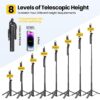 KINGONE Long Selfie Stick with Tripod Stand Aluminum 71inch/180cm, 360° Degree Rotation Selfie Stick Tripod for Phone, Rechargeable Remote & LED Fill Light, 1/4" Screw for Camera Gopro for Vlogging