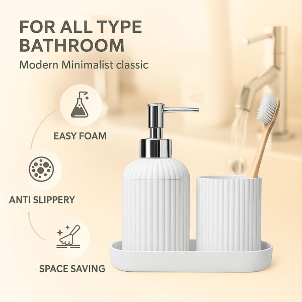 1773840246_SKADIOO-3-Piece-Soap-Dispenser-Set-for-Bathroom-–-Soap-Dispenser-for-Wash-Basin-Toothbrush-Holder-Vanity-Tray-Countertop-Organizer-for-Modern-Bathroom-Decor-Sink-Storage.jpg SKADIOO 3-Piece Soap Dispenser Set for Bathroom – Soap Dispenser for Wash Basin, Toothbrush Holder, Vanity Tray & Countertop Organizer for Modern Bathroom Décor & Sink Storage.
