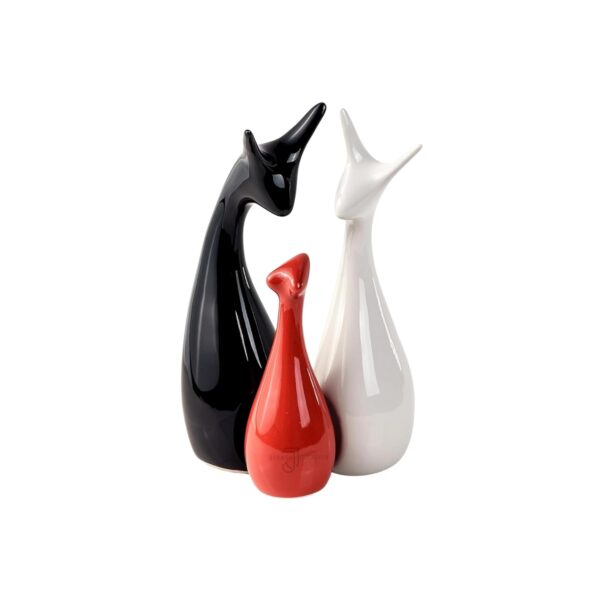 Home Decor Lucky Deer Family showpiece | Lucky Matt Black Red White Deer Family Set of 3 for Decoration and Home Decor