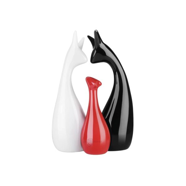 Home Decor Lucky Deer Family showpiece | Lucky Matt Black Red White Deer Family Set of 3 for Decoration and Home Decor
